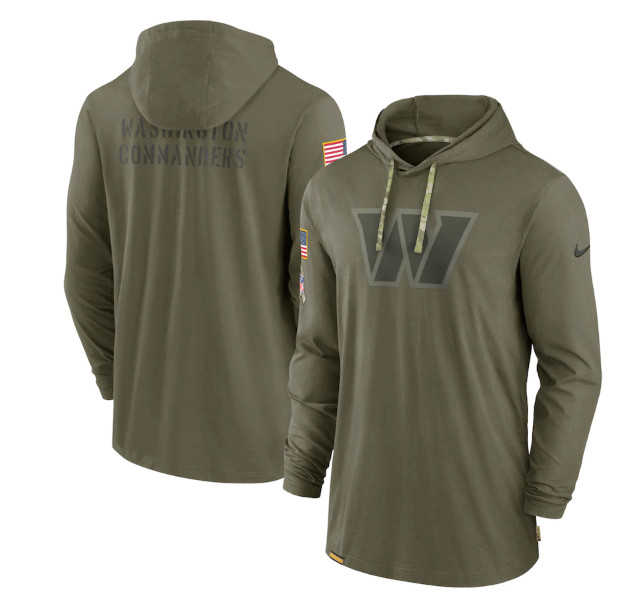 Men's Washington Commanders 2022 Olive Salute to Service Tonal Pullover Hoodie
